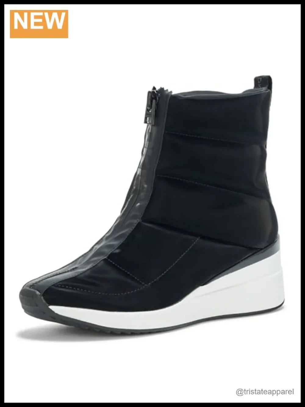 Zip Up Wedge Bootie Fashion Sneaker with Rubber Sole